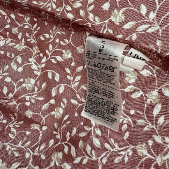 Old Navy Multicolor Floral Leaf Pattern V Neck Top Size XL Cotton - Picture 6 of 8